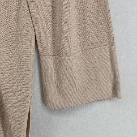 MM. LAFLEUR Sweater M Cotton Viscose Tunic Split Neck 3/4 Sleeve Pullover Beige - Picture 6 of 15